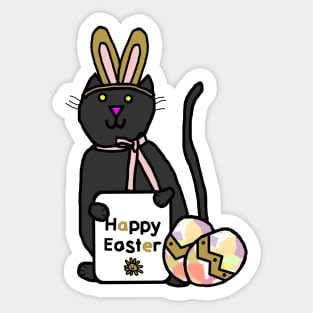 Happy Easter Bunny Ears Cat Sticker